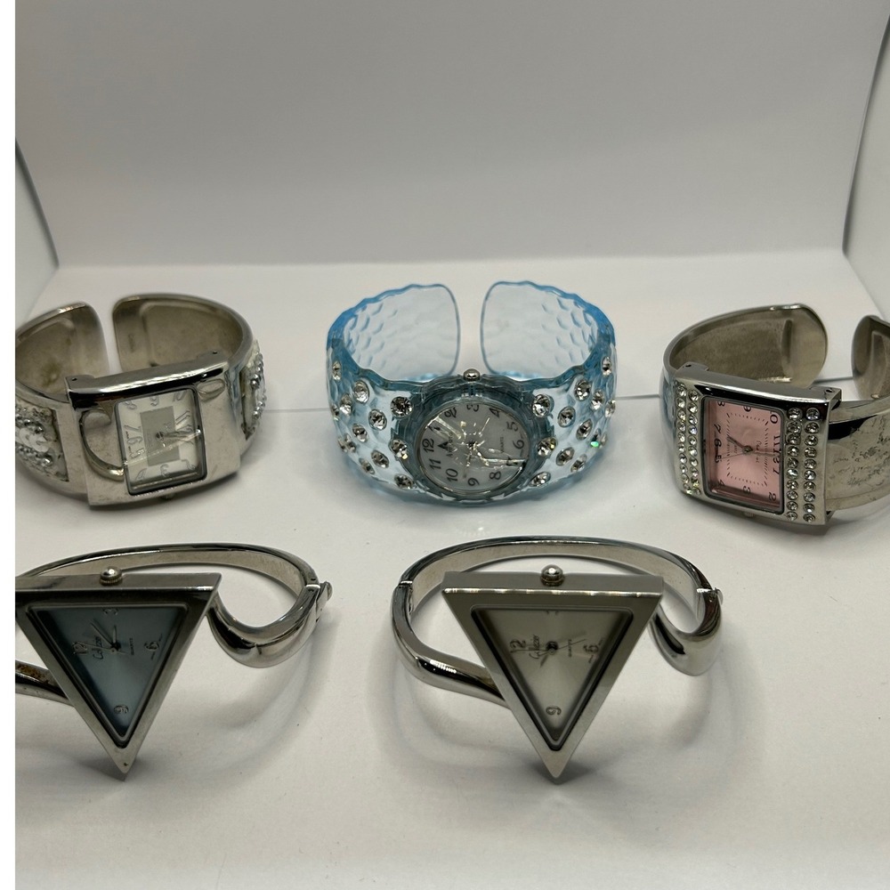 Womens Fashion Cuff Bangle Watches Quartz Untested Parts Repair Lot of 5 Y2K